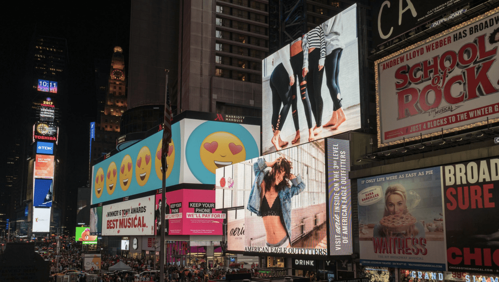 Photo of Time Square marketing billboards